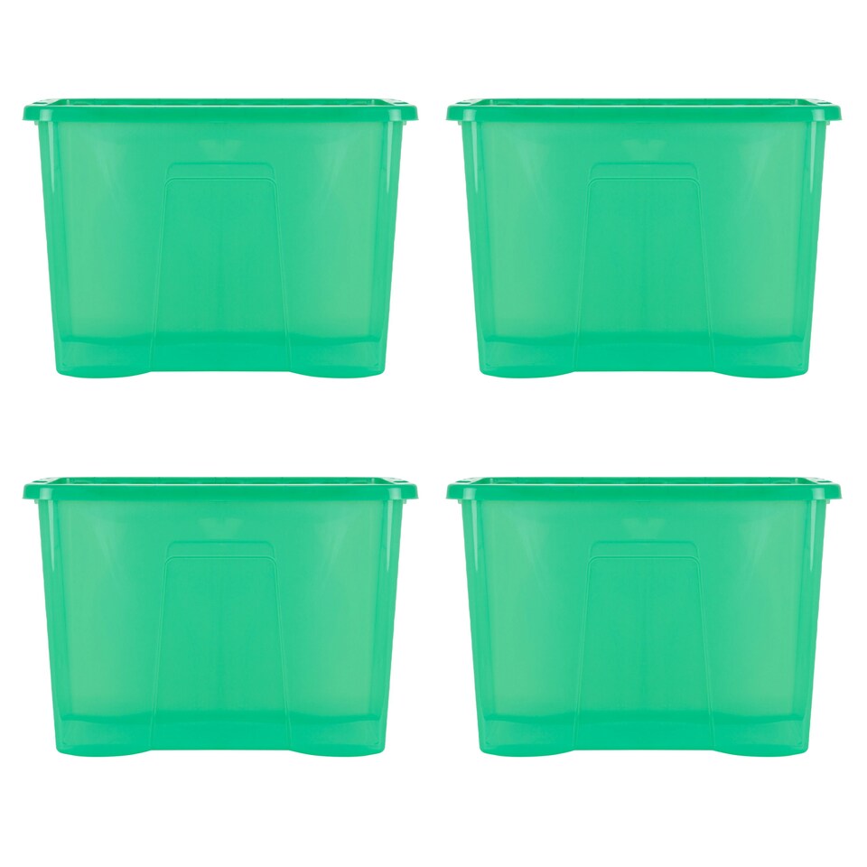 image 1 of Wham Crystal 4 x 80L Stackable Plastic Storage Boxes with Lids