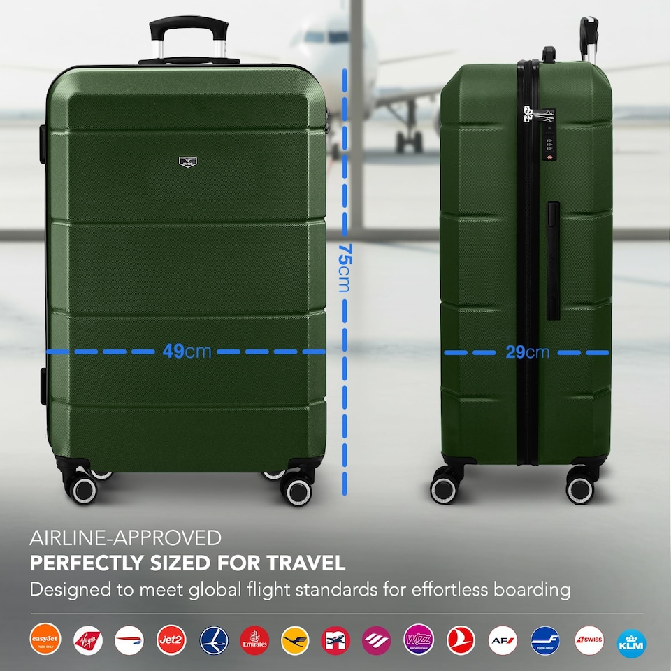 Lugg Jetset Lightweight Hard Shell Suitcase ABS 4 Wheels TSA Lock ...