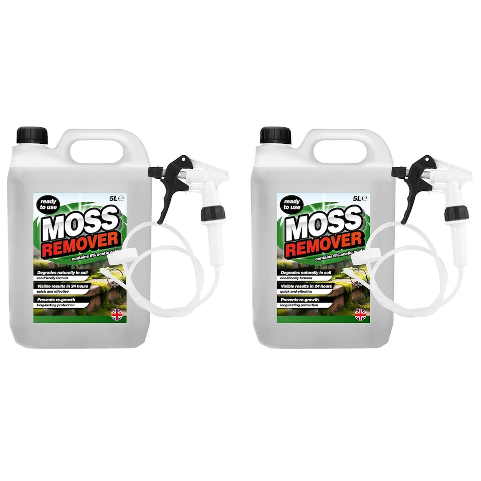 image 1 of 4 x 5L Moss Remover Highly Effective Formula Complete With Long Hose Trigger Ideal For Paths & Patio