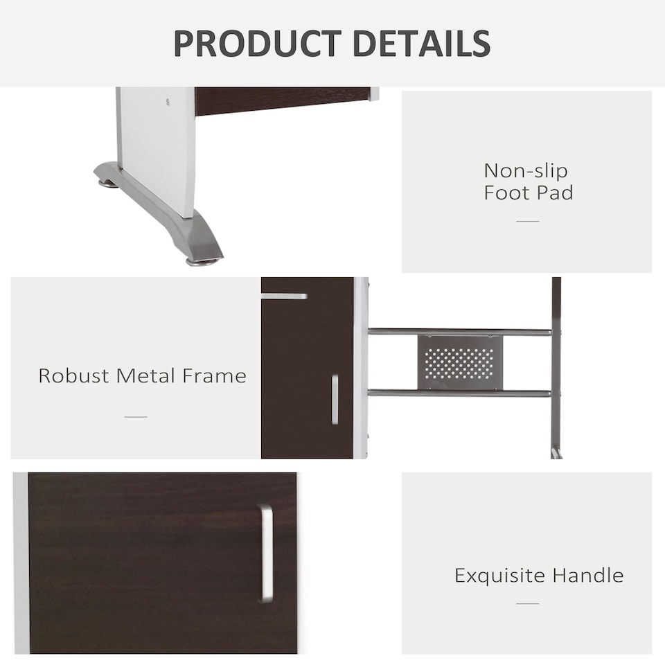 image 1 of HOMCOM Computer Desk Drawer PC Writing Wooden Workstation Keyboard Walnut