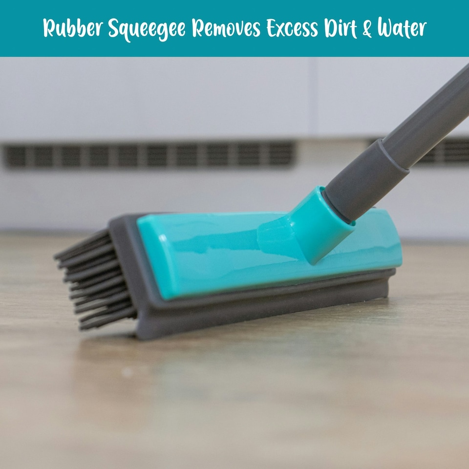 image 1 of JVL Indoor Extendable Rubber Bristle Brush Broom with Squeegee, Grey