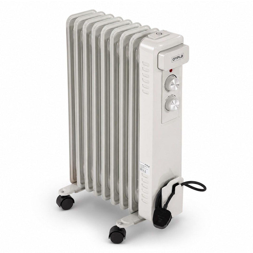 image 1 of 2000W 9 Fin Portable Oil Filled Radiator Electric Heater