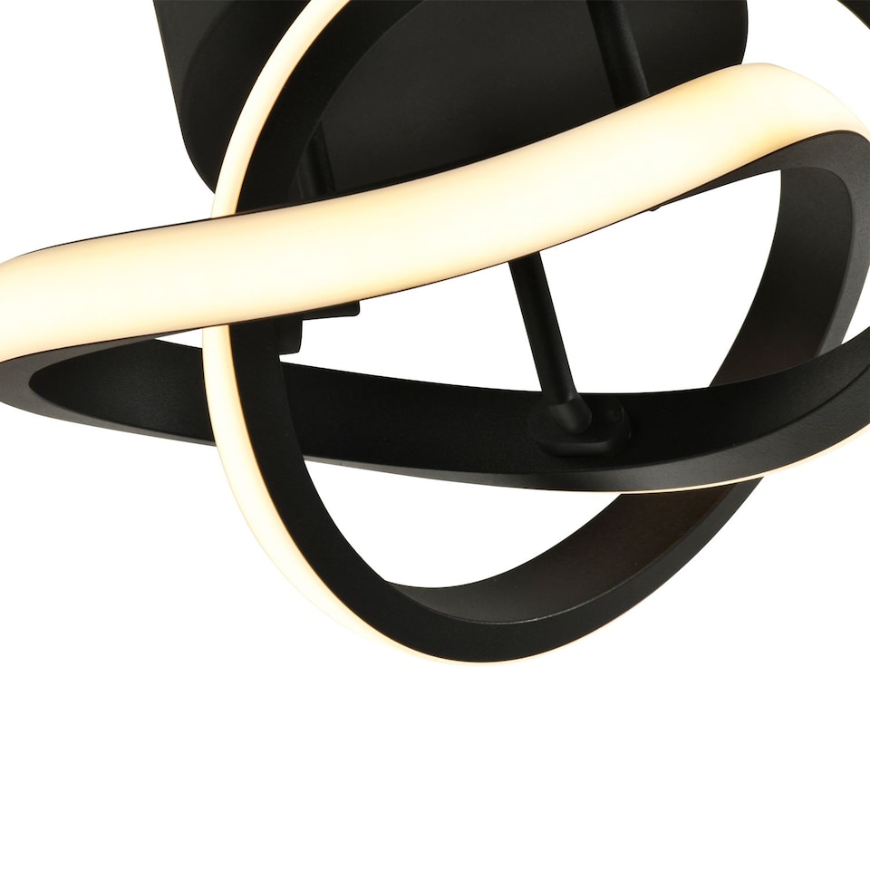 image 1 of Modern LED Black Ceiling Light with Swirl Thick Metal Strip Creates 1253 Lumens | Black | Black | 1
