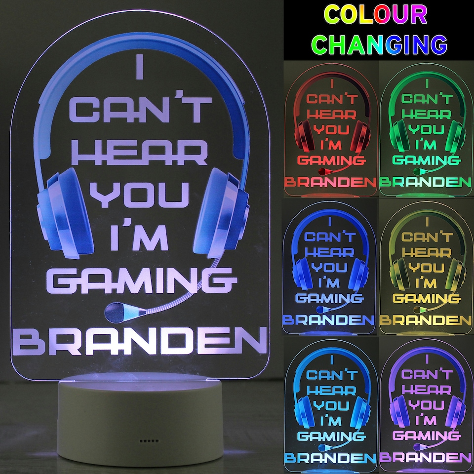 image 1 of Personalised Blue Gaming LED Colour Changing Night Light