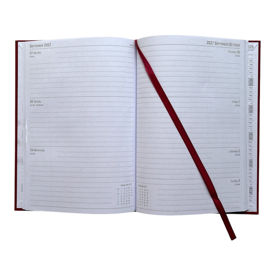 image 1 of Janrax 2027 A5 Week To View Burgndy Desk Diary