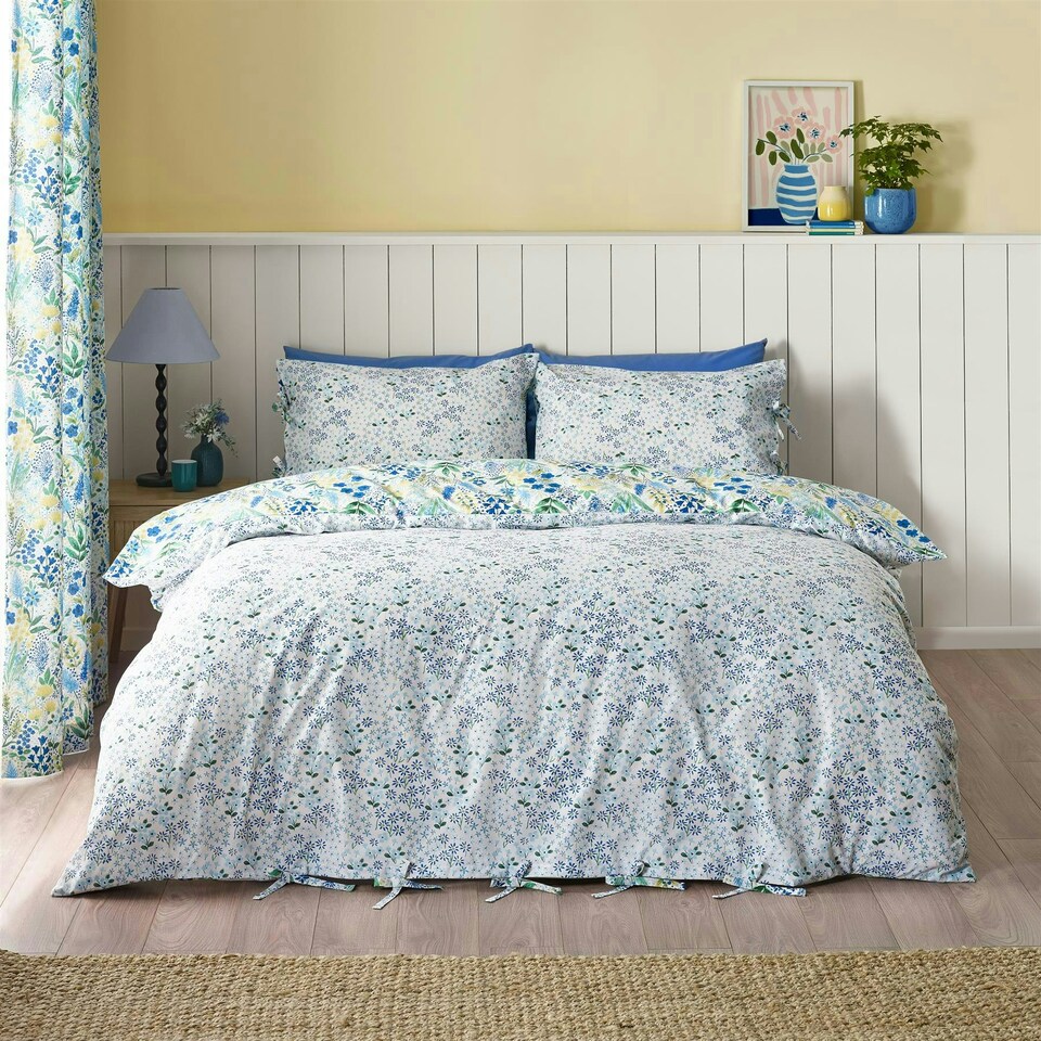 image 1 of Catherine Lansfield Tilly Floral Blue Duvet Cover Set Blue | Double