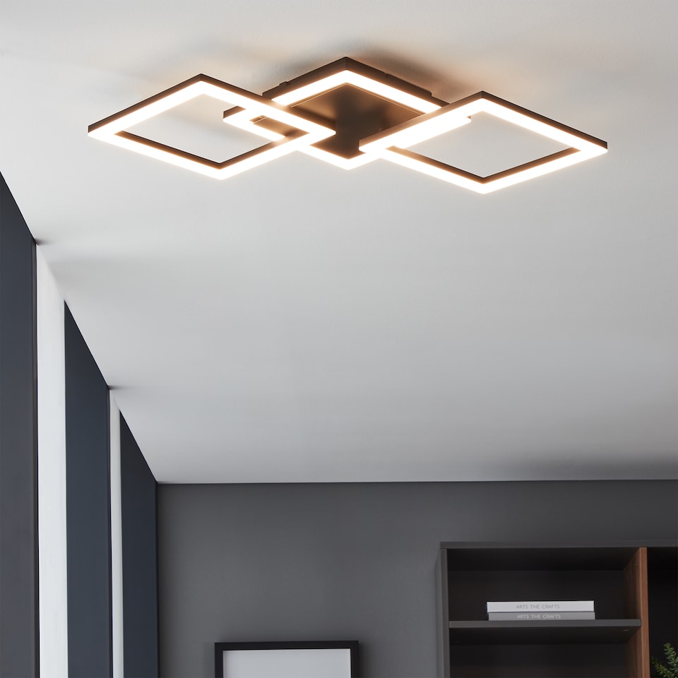 image 1 of EGLO Paranday-Z Black Steel Smart Control, Colour Changing Ceiling Light, (L) 65cm
