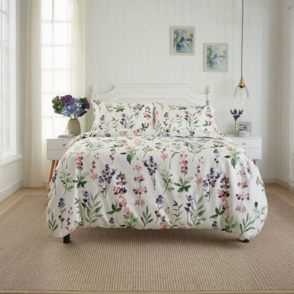 image 1 of Cottage Garden Cotton Duvet Set with Digital Print