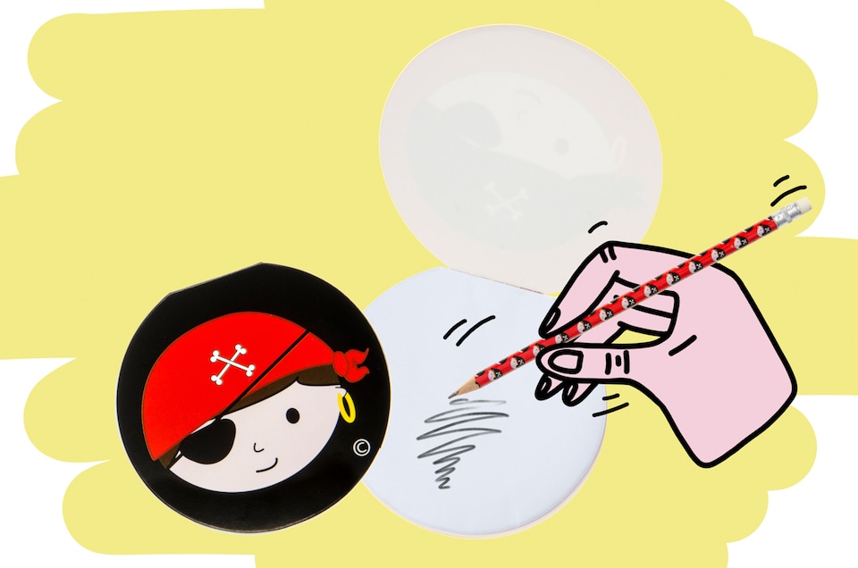 image 1 of Pack of 12 Round Pirate Design Notebooks 8cm