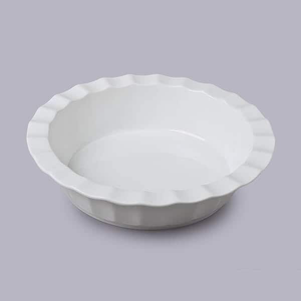 WM Bartleet & Sons Porcelain Deep Round Crinkle Rim Pie Dish 23cm in White