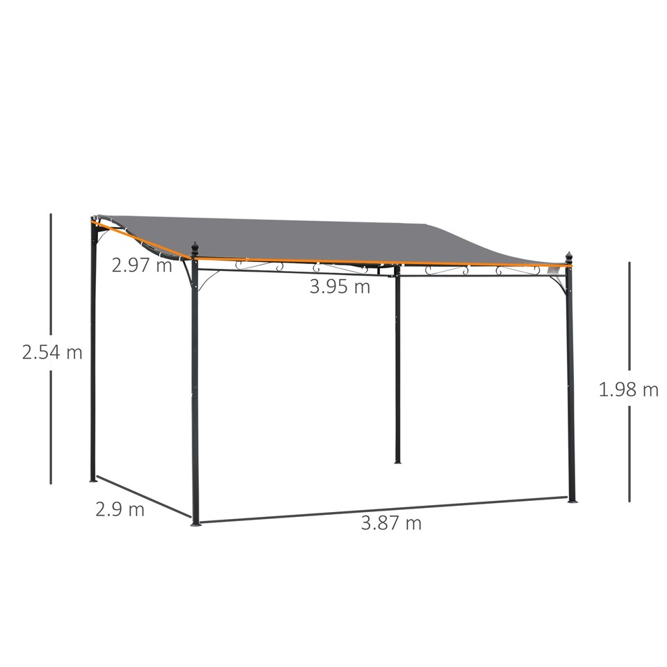 image 1 of Outsunny 4 x 3M Wall Mounted Awning Free Stand Canopy Shade Porch Pergola Cream