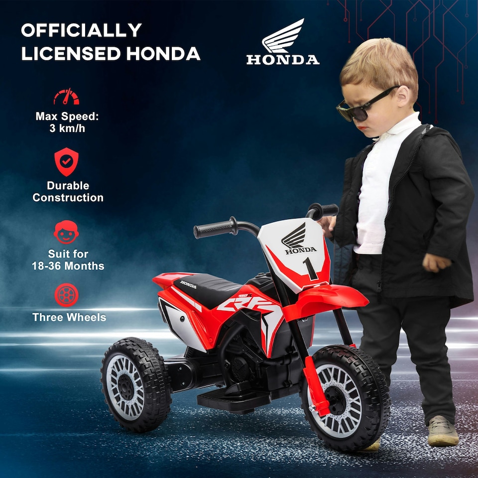image 1 of HOMCOM Honda CRF450RL Licensed 6V Kids Electric Motorbike w/ Horn - Red