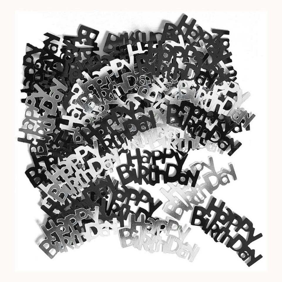 image 1 of 1pk Happy Birthday Confetti Black & Silver, 14g