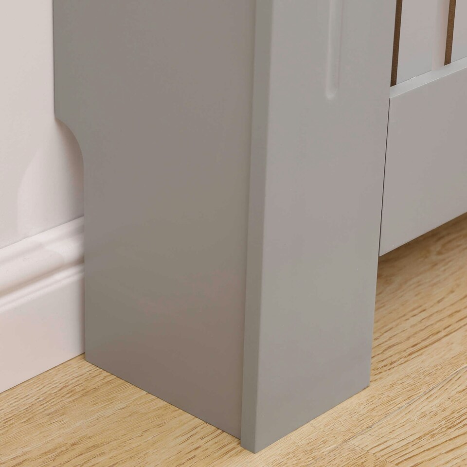 image 1 of Medium Grey Wooden Slatted Grill Radiator Cover MDF Cabinet