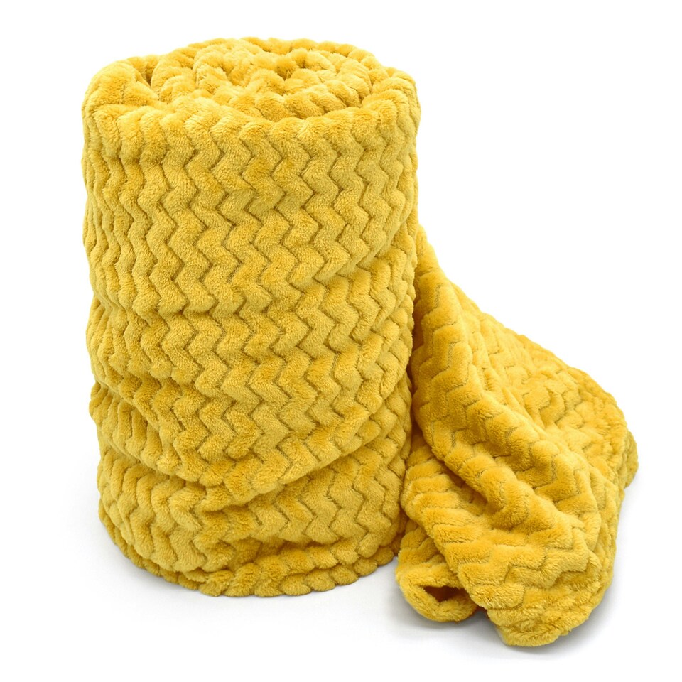 image 1 of Velosso Moda Ribbed Chevron Super Soft Blanket - 127cm x 152cm Orange | Orange