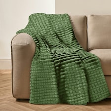 Velosso Chunky Cord Waffle Plush Heavy Blanket - 200cm x 240cm Green | Olive