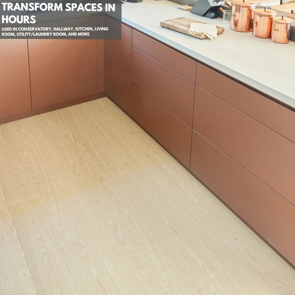 image 1 of NOVECRAFTO Self Adhesive Vinyl Floor Planks – Peel & Stick Flooring – Natural Oak Wood Effect – Easy DIY Installation – Durable & Waterproof Tiles Brown | 1.39 sqm
