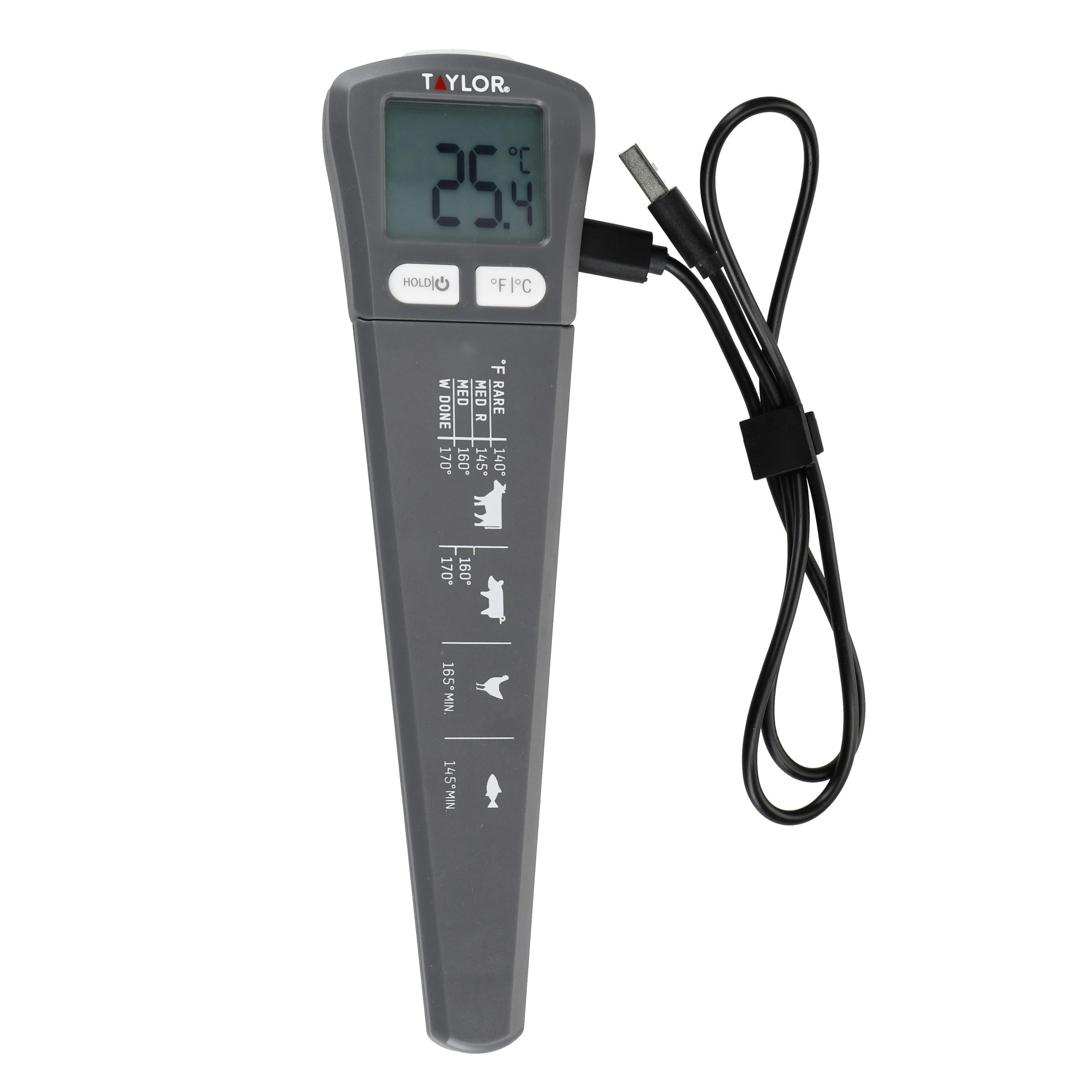 Taylor Pro USB Rechargeable Meat Thermometer in Grey