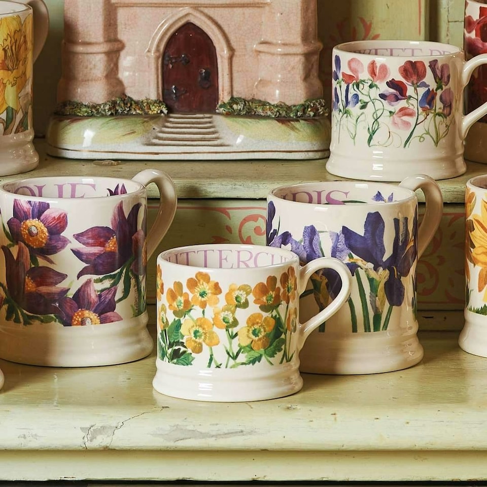 image 1 of Mug: 1 x 300ml Emma Bridgewater Blue Iris Half Pint Mug, Ceramic White