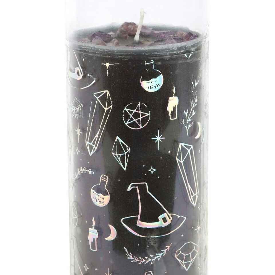 image 1 of Something Different Jasmine Witch Amethyst Tube Candle - Black/Transparent - One Size Black | One Size