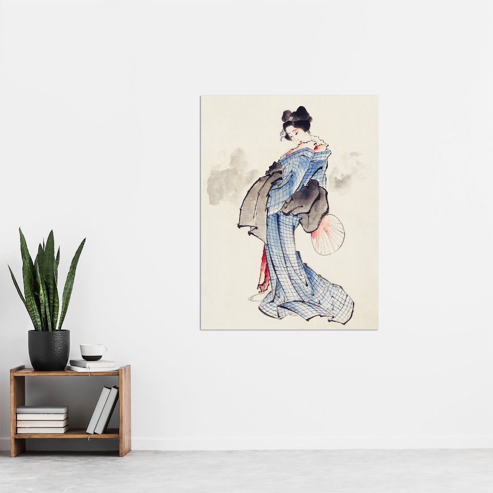 image 1 of Vintage Japanese Geisha Portrait Japan Wall Art Print Hokusai 24x32"