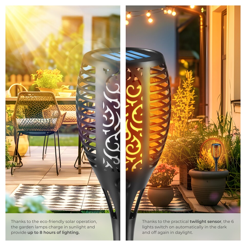 image 1 of Solar Garden Lights - set of 6, automatic on-off sensor, up to 8 hours use