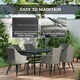 image 7 of Outsunny 6 Seater Rattan Dining Set with Cushions, Garden Furniture Set with Armchairs, Rectangle Slatted Table Top, Steel Frame, Parasol Hole, Wicker Outdoor Furniture for Patio, Balcony, Grey
