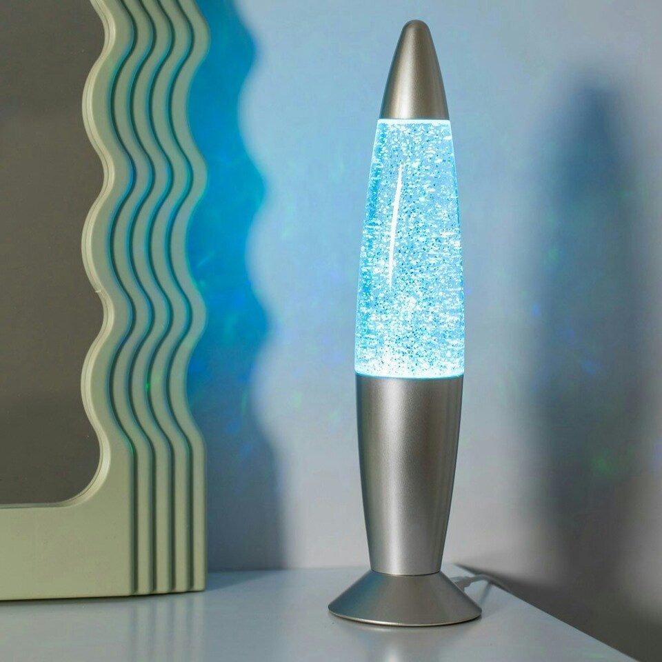 image 1 of ValueLights Rizzo Glitter lamp Illuminated Decoration & Integrated Bulb | Silver