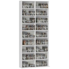 HOMCOM 640 CD Storage Unit 360 DVD Storage Tower w/ 18 Compartments White 