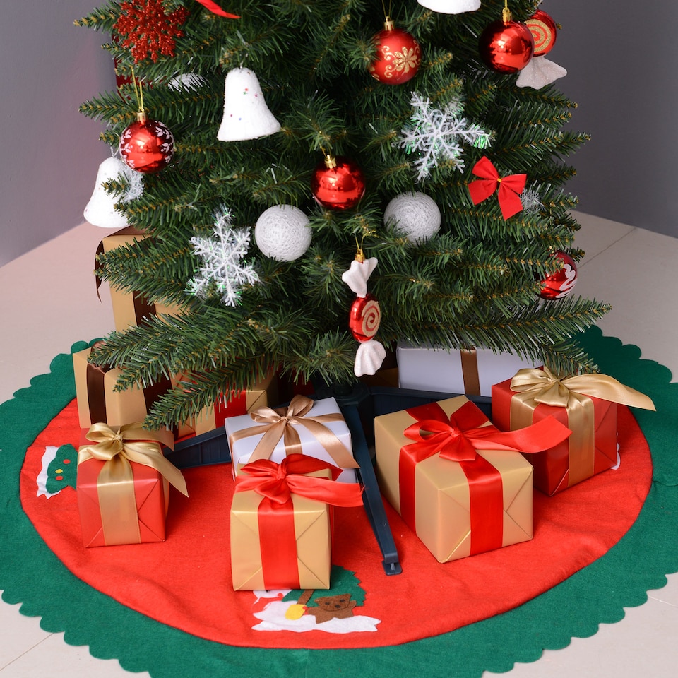 image 1 of HOMCOM 7ft Unlit Artificial Christmas Tree, Pencil Slim mas Tree with Solid Stand and Realistic Branches, Green
