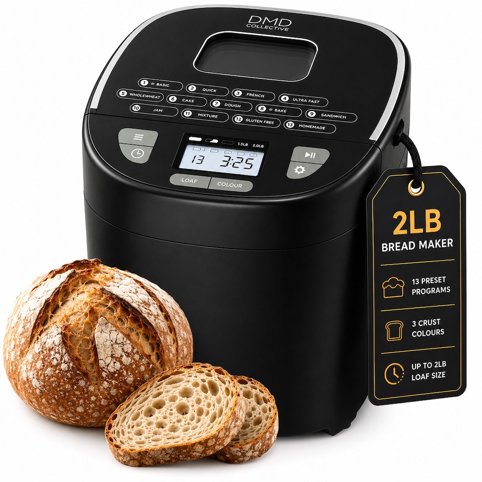 image 1 of DMD 17-in-1 Bread Maker, 2lb Bread Machine with 1 Hour Keep Warm, 13 Hour Delay Start, 3 Crust Shades & Colours