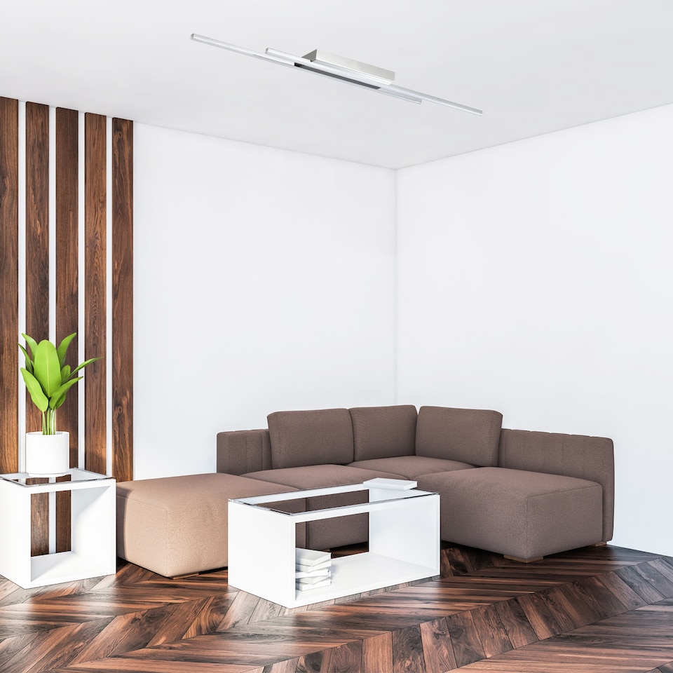 image 1 of Designer Polished Chrome LED Ceiling Strip Light Fixture for Kitchens | Chrome