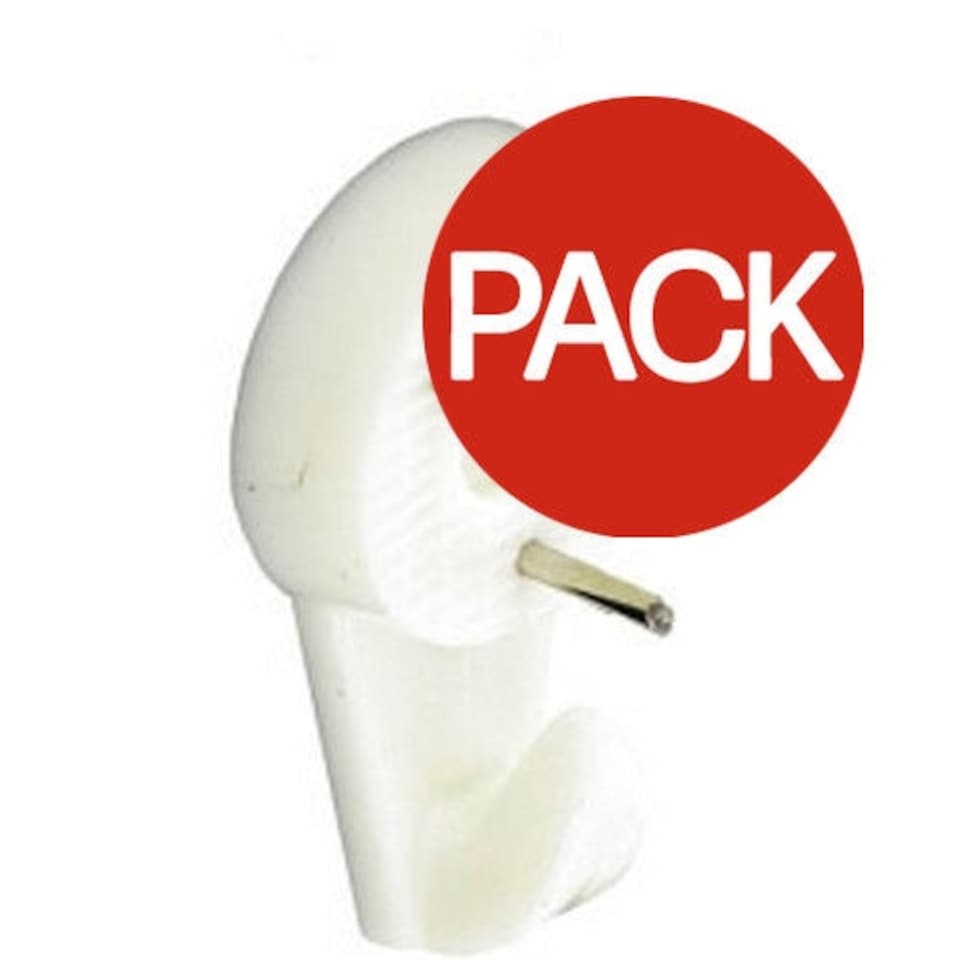 Securit Hard Wall Picture Hooks (Pack Of 3) - White - 30mm