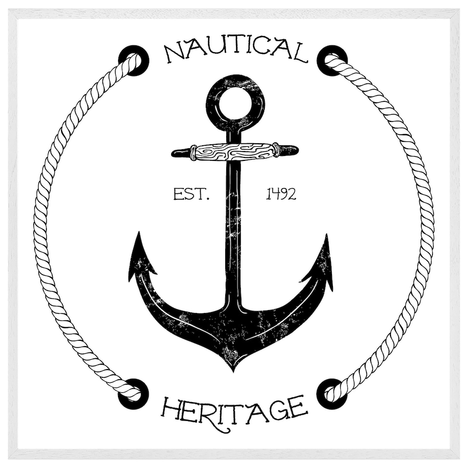 image 1 of Nautical anchor (Picture Frame) White | L