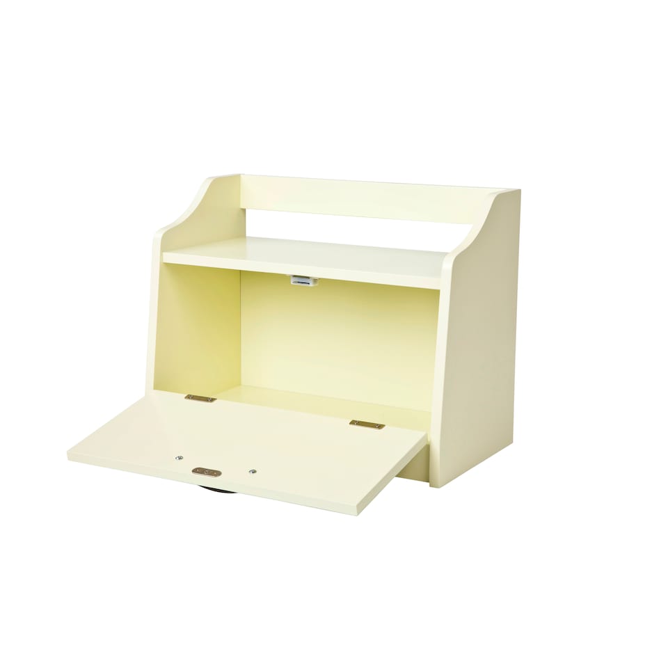 image 1 of Minack Buttermilk / Cream Wooden Bread Bin, Worktop Storage Box with Shelf | Cream | Buttermilk