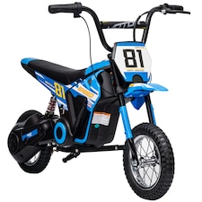 AIYAPLAY Kids Electric Motorbike, 24V Battery Powered Dirt Bike with 250W Motor, 6-16km/h, 7AH Batteries, 12" Inflatable Tires and Rear Suspension, Ride On Motorcycle for 8-12 Years Old | Blue