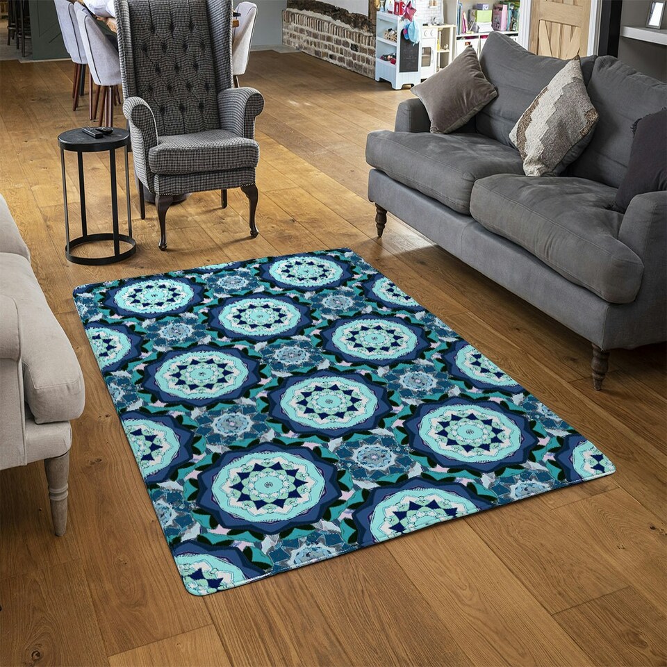 image 1 of boho, magic symbol (Rug) Blue | Small: 60x110cm