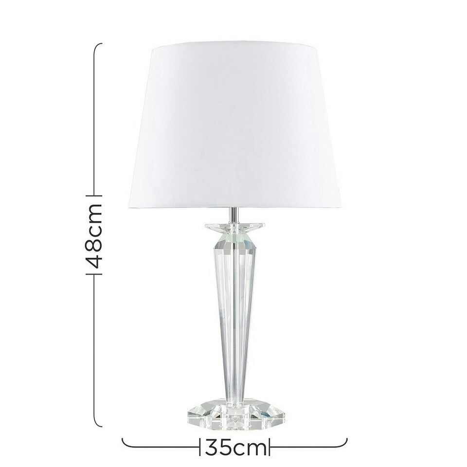 image 1 of ValueLights Davenport Extra Large Crystal Table Lamp Large White Tapered Shade