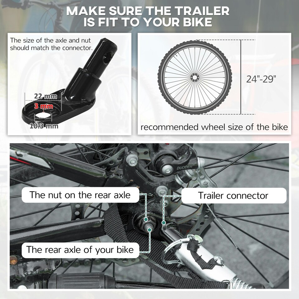 image 1 of HOMCOM 2 Seat Bike Trailer with 5 Point Harness, for 18+ Months, Red
