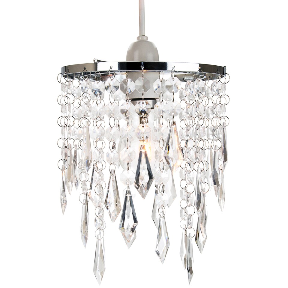 image 1 of Modern Waterfall Design Pendant Shade with Clear Acrylic Droplets and Beads | Clear