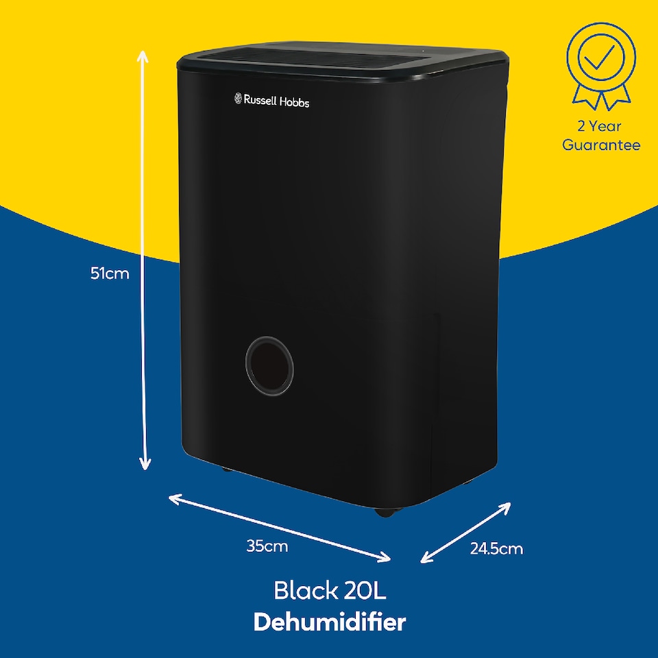 image 1 of Russell Hobbs 20L/Day Dehumidifier Clothes Drying 50m2 Room RHDH2002B