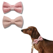 Tails of Glory Pink Tweed and Velvet Bow Set