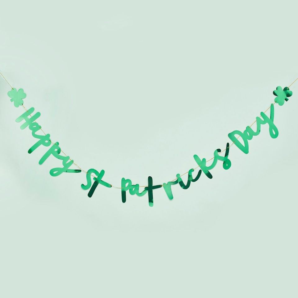 image 1 of Green 'Happy St Patricks Day' Card Banner 2m | Multi