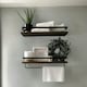 image 3 of Industrial 2PC Tier Wooden Floating Shelves with Hanging Rail Brown