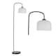 image 1 of Francine - Black Arched Floor Lamp with Frosted Glass Shade Black | White