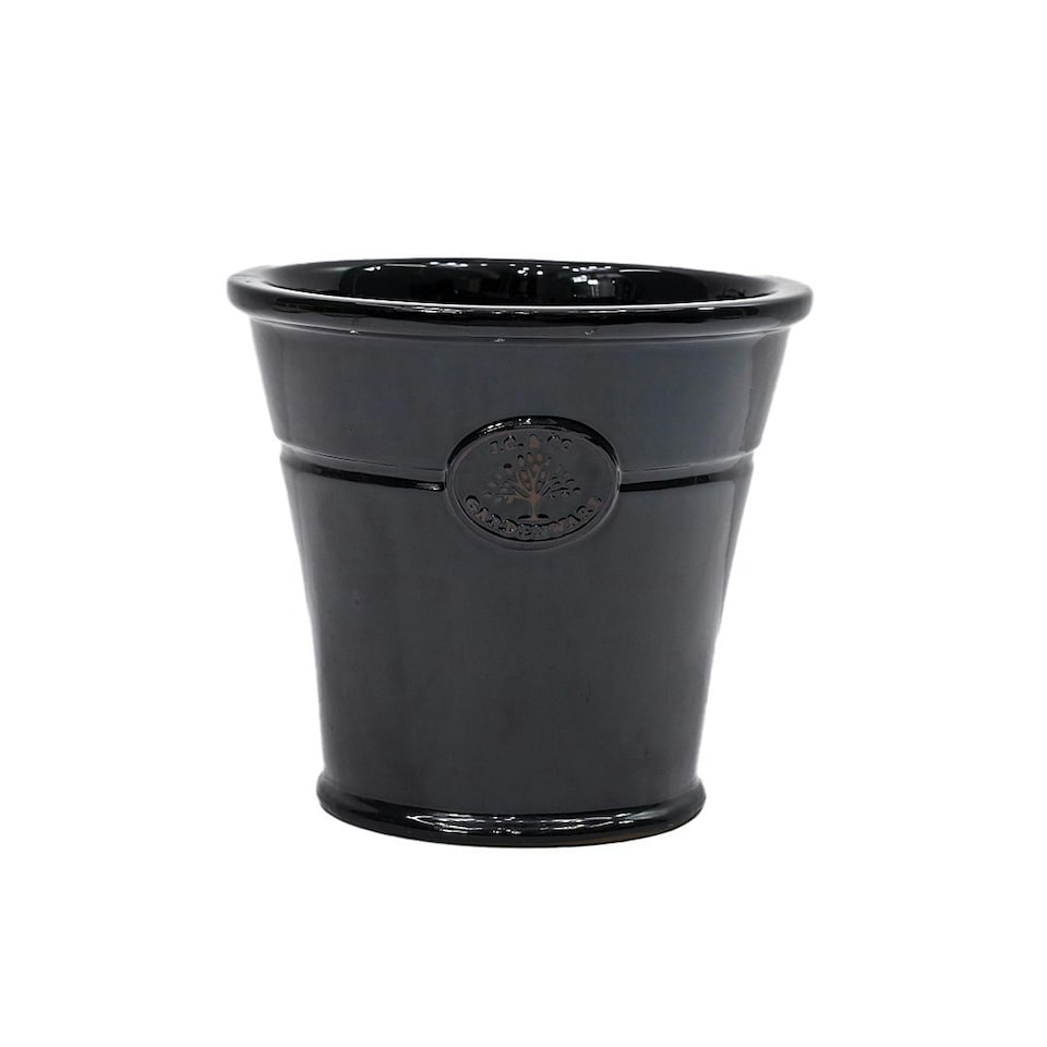 image 1 of APTA Irondale Silver Bowl 38cm Flower Pot Indoor or Outdoor Lightweight Recycled Plastic Garden Pot Planter with Drainage Holes  UV Resistant & Frostproof