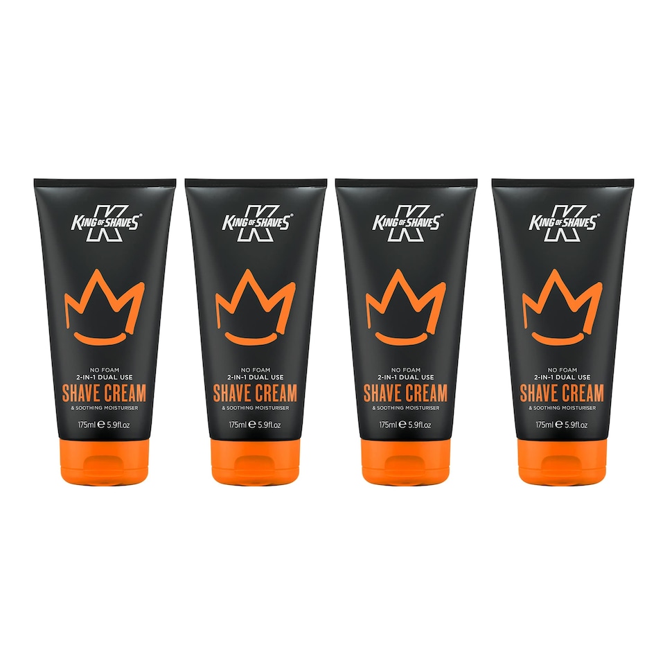 image 1 of King of Shaves 2 in 1 No Foam Shaving Cream and Post Shave Moisturiser for Men 4x175ml