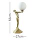 image 2 of ValueLights Pair of Olivia Matt Gold Art Deco Table Lamps with a White Glass Globe Shade and LED Bulbs Gold