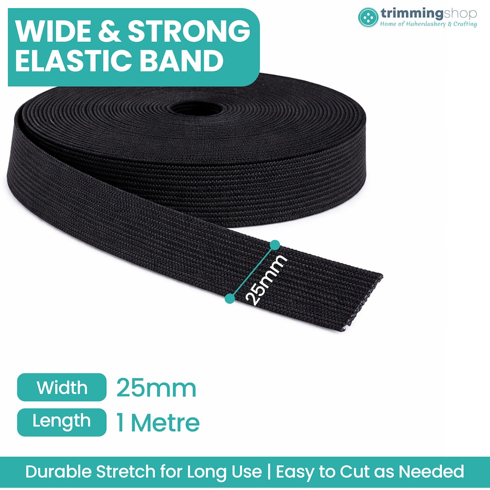 image 1 of 25mm Black Elastic Thread Bead Stringing DIY Crafts - 1 Metres