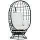 image 1 of Outsunny Swivel Egg Chair Rattan Outdoor Chair with Cushion for Patio Black